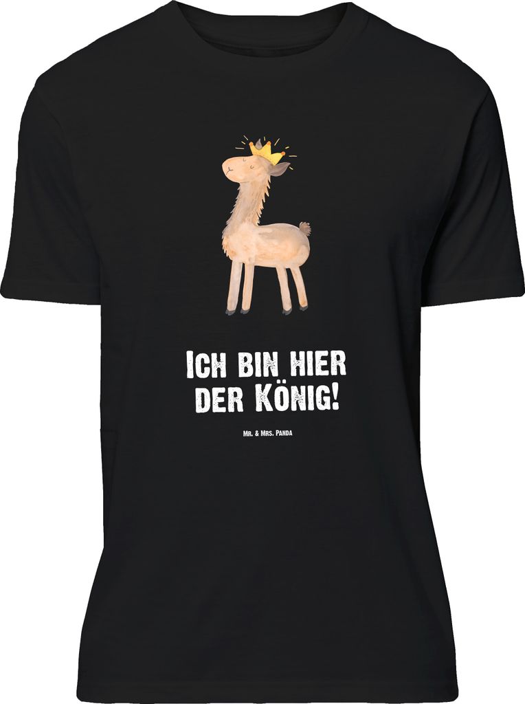 Mr. & Mrs. Panda Größe L T-Shirt Lama König - Schwarz - Geschenk, Mama, mit Spruch, Vorgesetzter, Chef, Tshirt, Lamas, Shirt, Abi