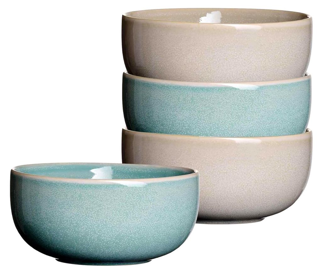Müslischalen-Set Matilda, 4-teilig, 14,5 cm, Steingut mit Pottery-Charme und Reaktivglasur, spülmaschinengeeignet, Ocean
