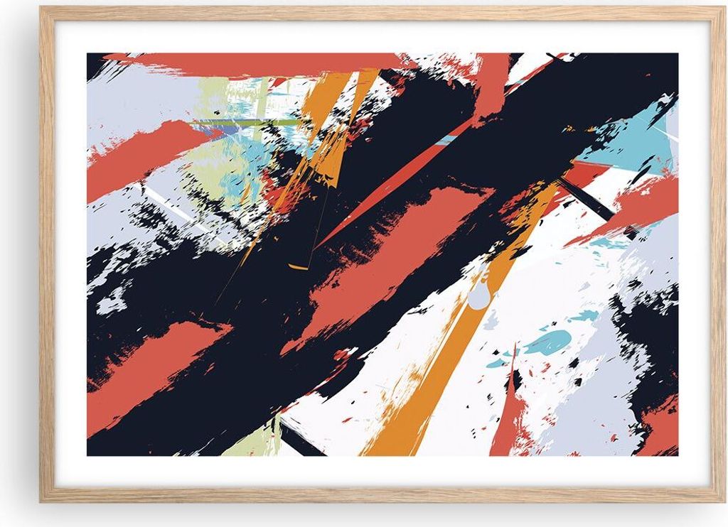 Gerahmtes Poster - Rahmen in heller Eiche - Abstraktion Graffiti Modern - 70x50 cm - Wand Bild - Wanddeko - Wandbilder - Wandposter - Bilderrahmen ...