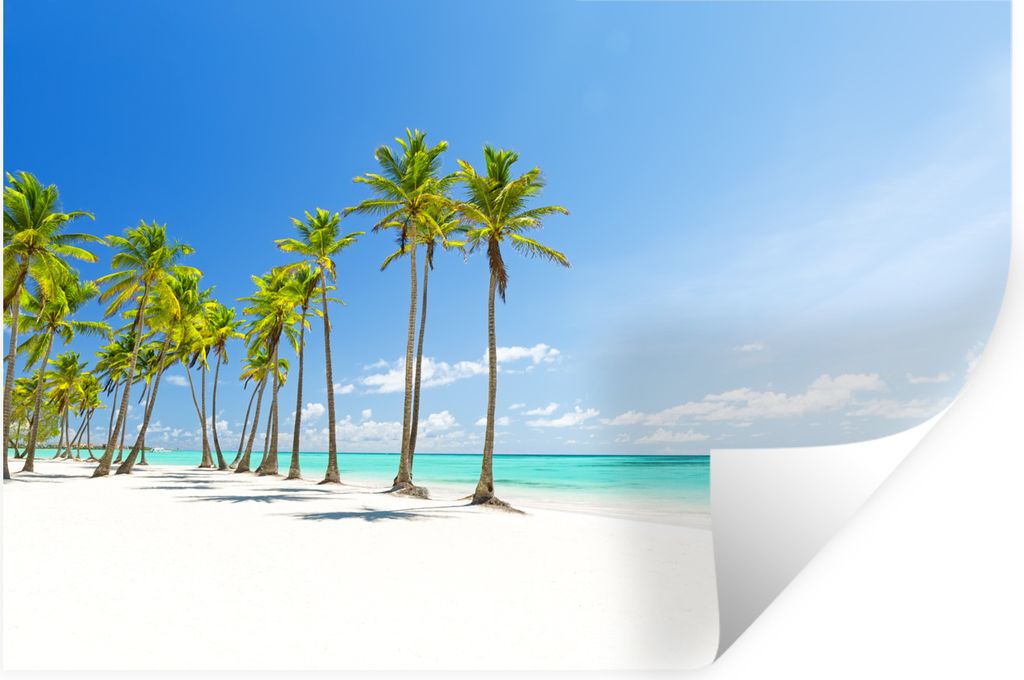 MuchoWow Wandtattoo Wandsticker Wandaufkleber Tropisch - Strand - Palme 120x80 cm Selbstklebend und Repositionierbar - Selbstklebend - Fototapeten