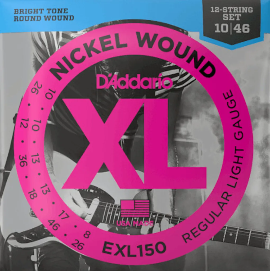 D'Addario EXL150 Jeu de Cordes 12 Cordes Nickel Wound Regular Light 10-46
