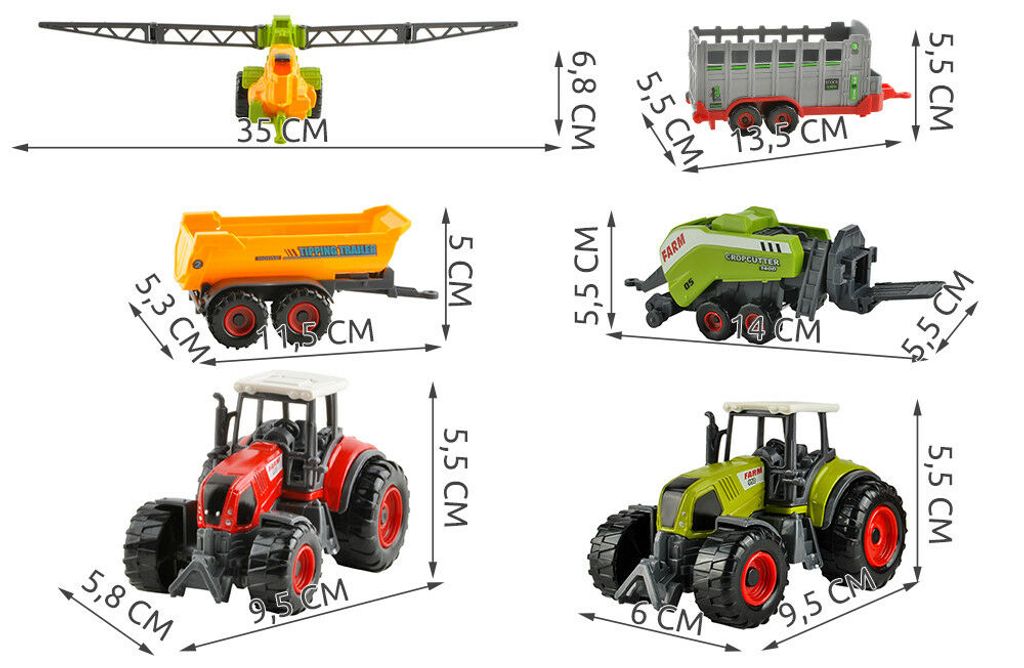 Traktor mit 4 Anhängern 4 teiliges Set 