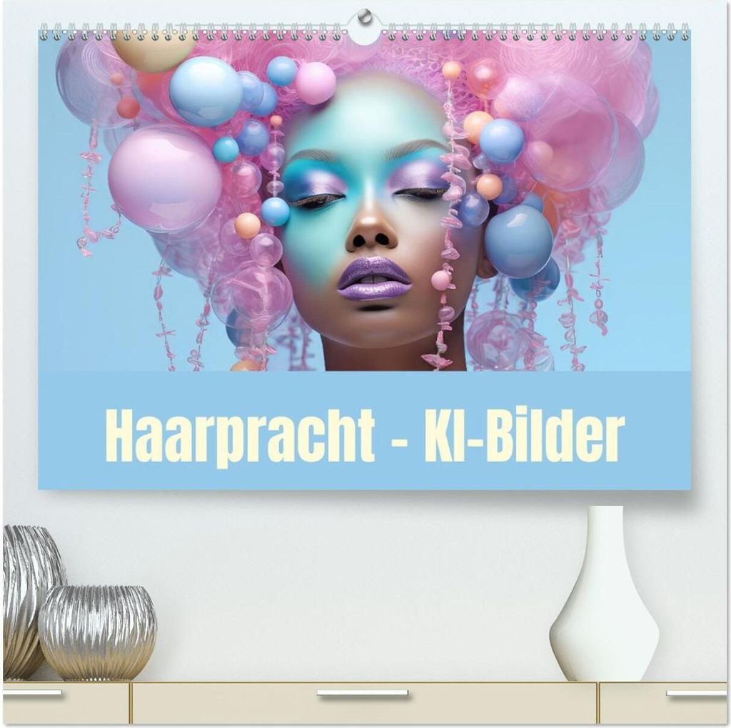 Haarpracht - KI-Bilder (hochwertiger Premium Wandkalender 2026 DIN A2 quer), Kunstdruck in Hochglanz