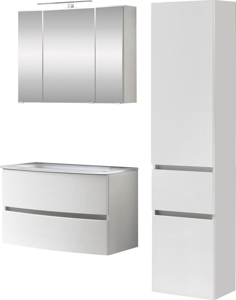 Waschtisch-Set Badezimmer Bad-Set "Kopenhagen V" Weiß, Matt Weiß