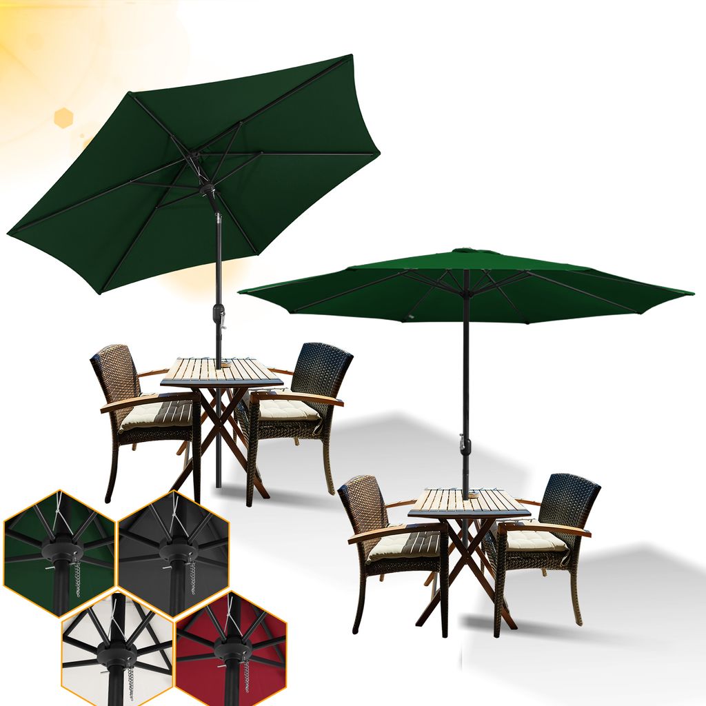 Hengda Sonnenschirm Balkon 270cm UV Schutz 40+ Strandschirm Neigbar Wasserabweisend Aluminium Windöffnung Gartenschirm, Grün