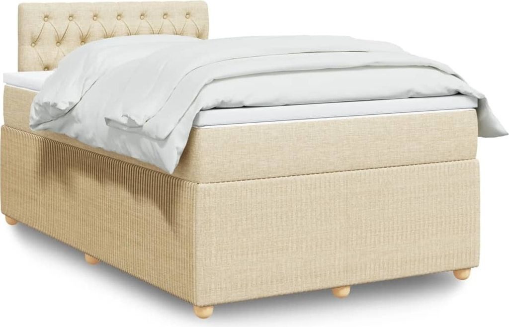 "2026 Promotion" Boxspringbett mit Matratze - Creme 120x200 cm - Stoff - Polsterbett CC15038