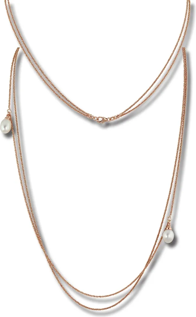 Collier Sautoir 90cm Argent Rose SDK2369E Idéal pour Robes et Soirées