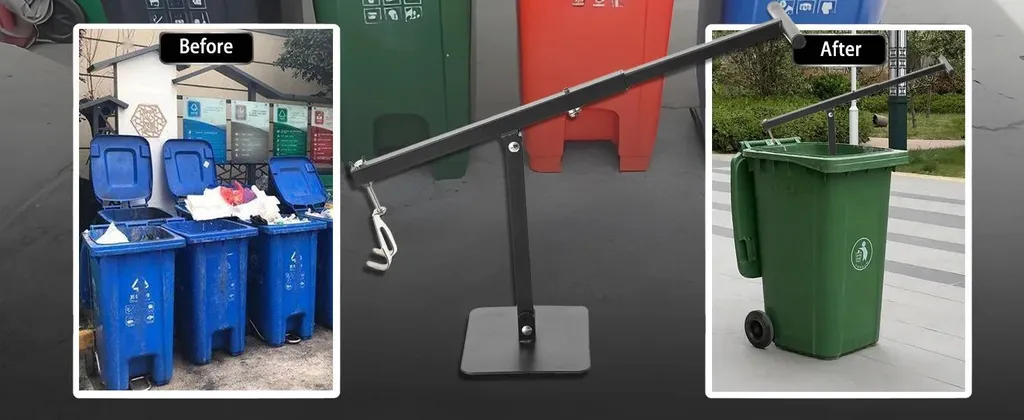 Compattatore di rifiuti - Manuale - 66 cm - Acciaio inox - Adatto per bidoni da 60-100 litri - Compattazione efficiente dei rifiuti - 8