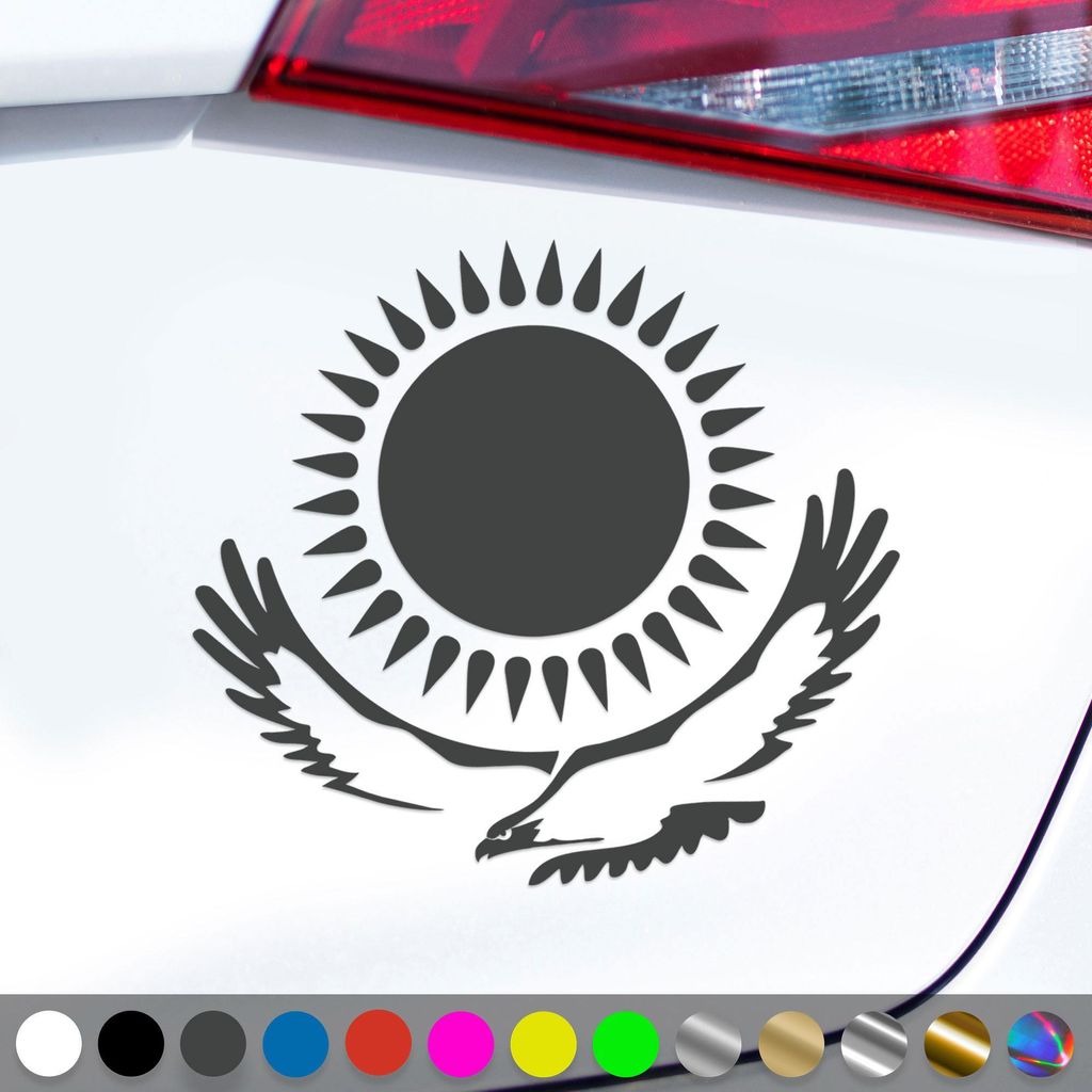 PantherPixel Kasachstan Aufkleber Wappen Fahne Adler Kasachisch Sticker Auto Geschenkidee Farbe Dunkelgrau