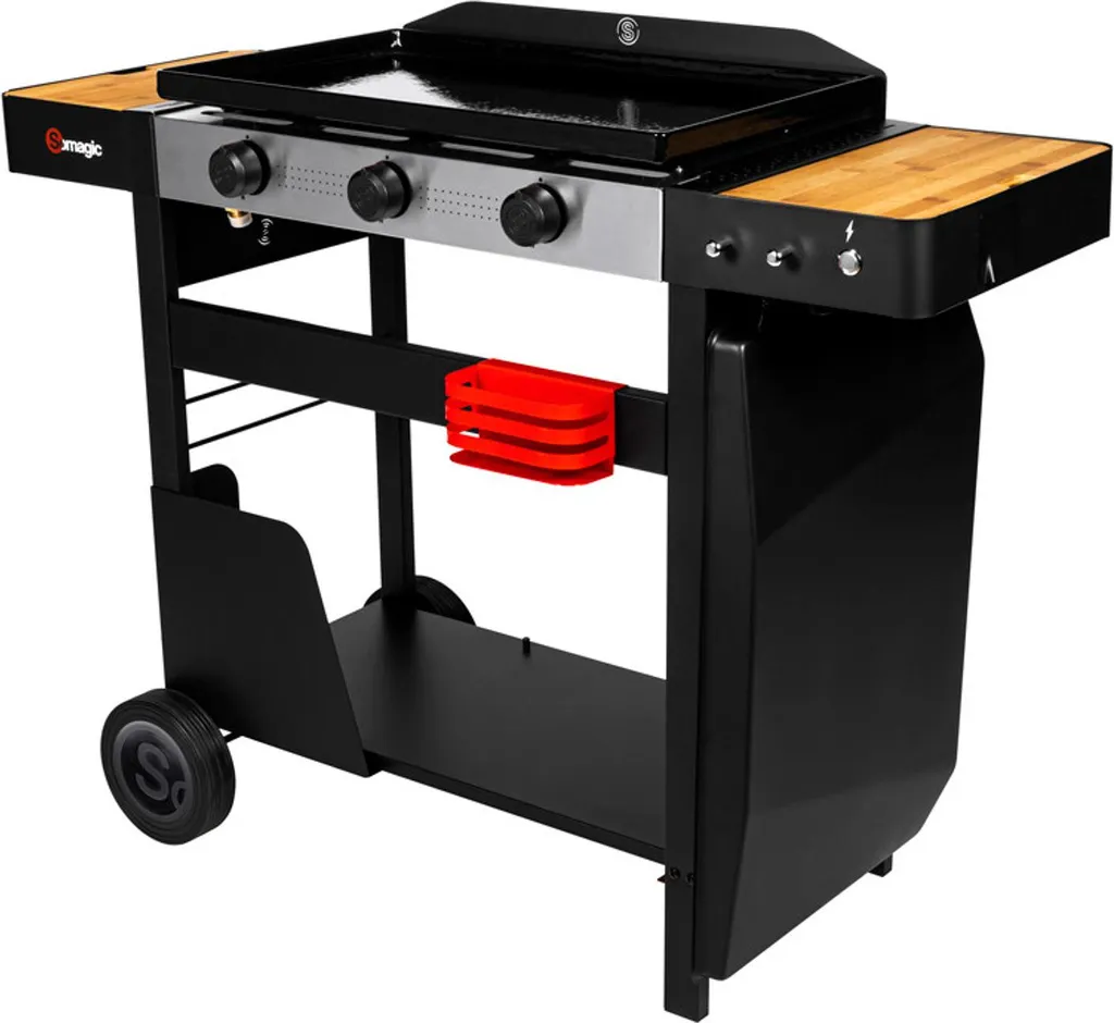 Grande plancha gaz 3 brûleurs sur chariot SOLIA 350 en acier de 6,45 kW
