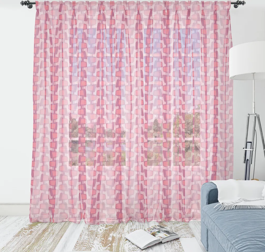 Telo Parete ABAKUHAUS Satin 210x274 cm - Rosa Corallo Geometrico