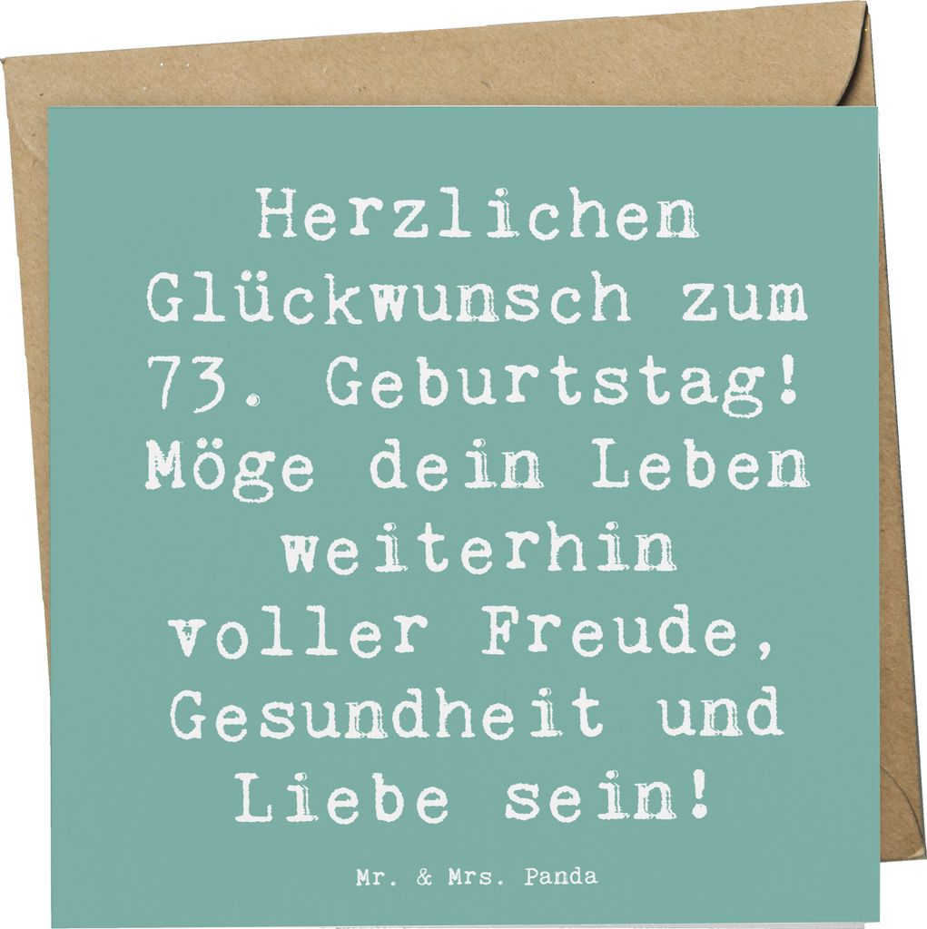 Mr. & Mrs. Panda Glückwunschkarte Spruch 73. Geburtstag - Meeresbrise - Geschenk, Happy Birthday, Klappkarte, doppelkarte, Alter, anlasskarte, Gru...