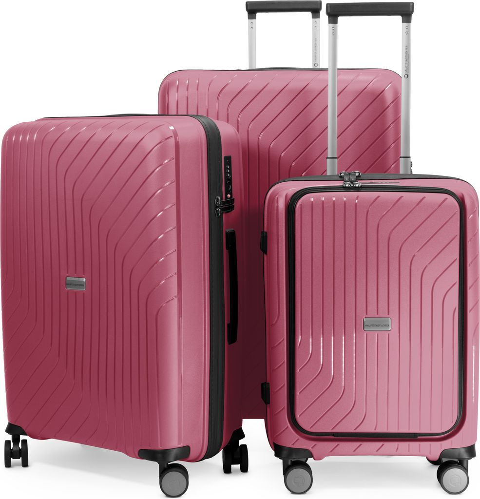 HAUPTSTADTKOFFER TXL 3er Kofferset leichte robuste Reise-Trolleys Laptop-Fach Koffer auf Rollen Gepäck-Set Reisekoffer lightweight Travel Bags,,Berry