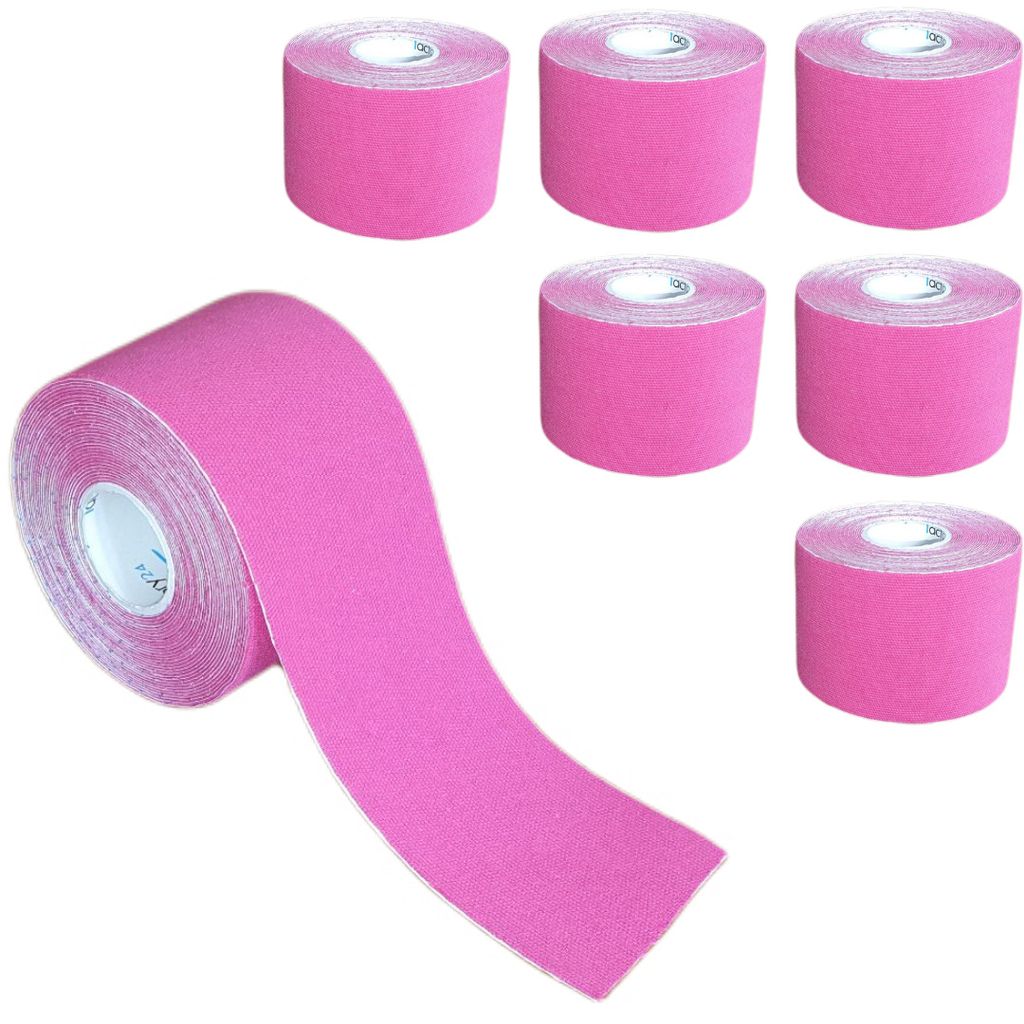 7 Rollen - Tapefactory24 Getting Started Kinesiologie Tape 5cm x 5m - pink, Tapes Taping Klebeband Tapeverband Bandage wasserfest