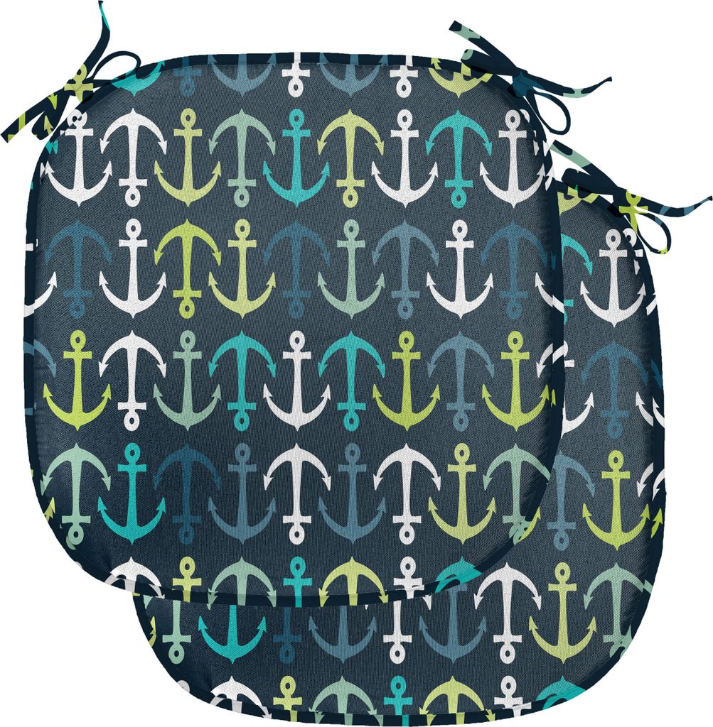 ABAKUHAUS Anker Polster für Esszimmerstühle, Maritime Segeln Reisen, Dekoratives wasserfestes Kissen mit Riemen für Küchensitze, 40 cm x 40 cm-...
