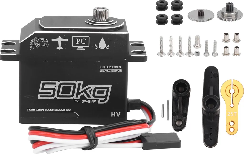 Servo RC 50kg anti-casse en acier inoxydable et étanche pour 1/8 1/10