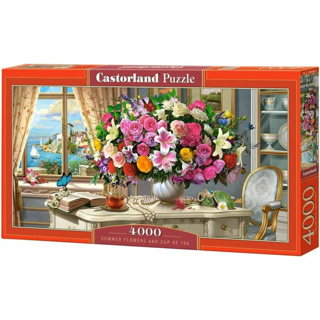 Puzzle 4000 pièces idéal pour la relaxation Fleurs d'été et tasse de thé