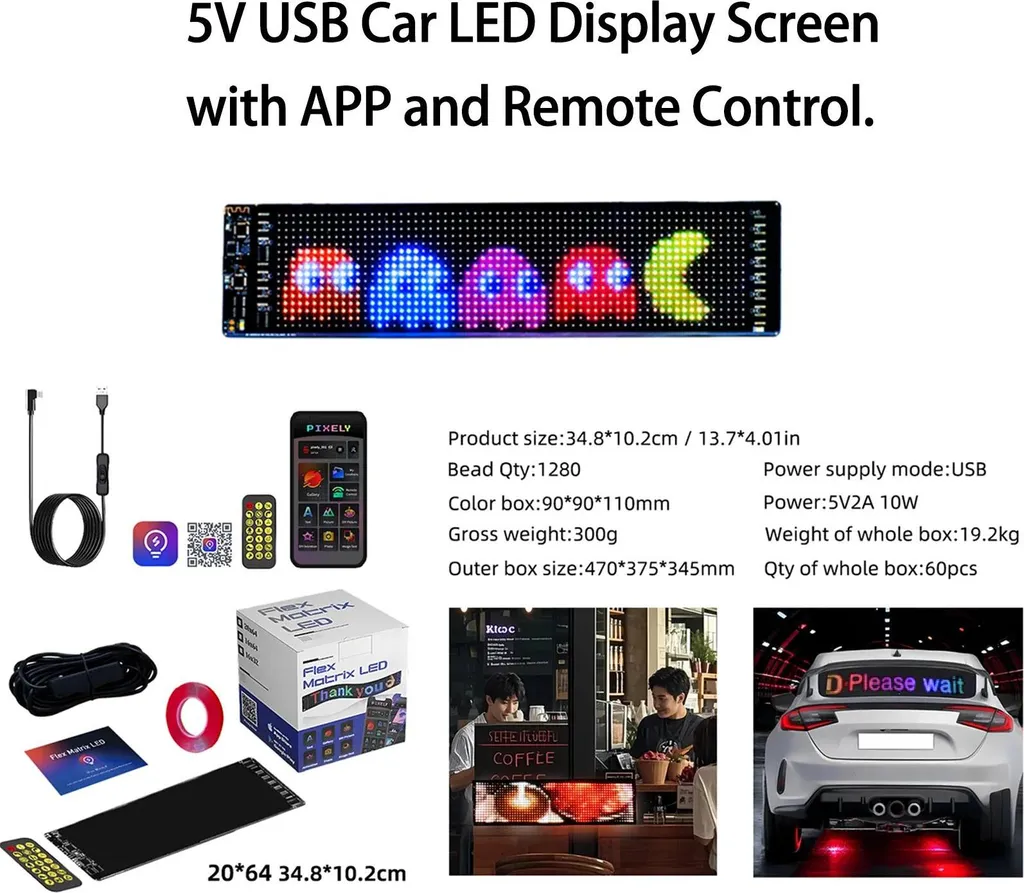 Matrice LED Programmabile X2064 64x64 | Pannello RGB Flessibile USB - 2