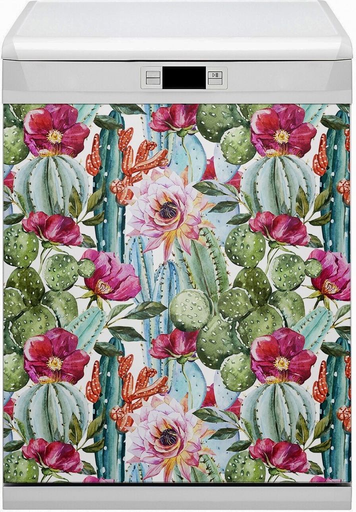 Magnet Folie für Geschirrspüler Magnete Geschirrspüle Magnet für Spülmaschine 60x70 cm Nachbildung - Buntes Kakteen