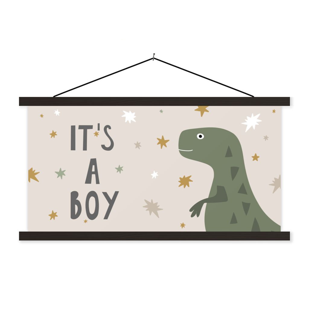 MuchoWow Textilposter Zitate - Es ist ein Junge - Sprichwörter - Baby - Kinder - Jungen - Kinder - Jungen 60x30 cm mit schwarzem Rahmen - Textilien