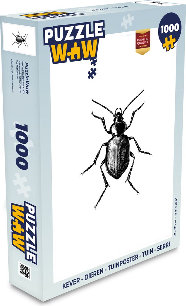 MuchoWow Puzzle 1000 Teile Käfer - Tiere - Vintage - Schwarz und weiß - Spielzeug - Alt und Jung - Spiele - Puzzeln