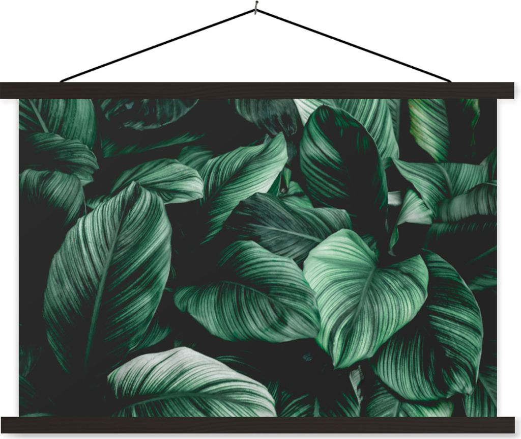 MuchoWow Textilposter Dschungel - Blätter - Tropisch - Pflanzen - Natur 90x60 cm mit schwarzem Rahmen - Aufhängungssatz