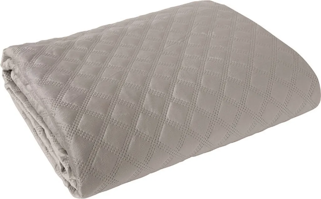 Copriletto Moderno Velvi 170x210 Grigio-Beige | Tessuto Velluto Luxury