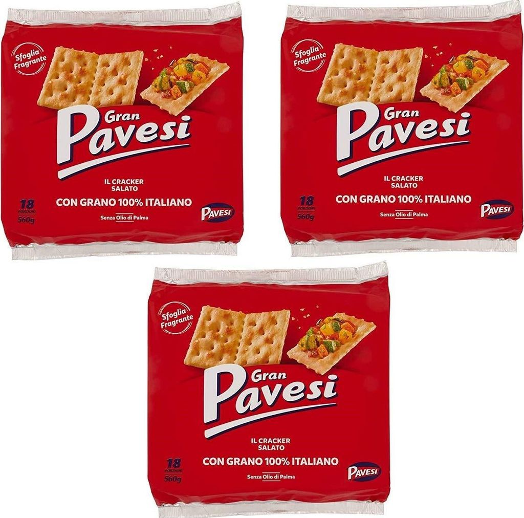 3x Gran Pavesi Crackers salati Salzgebäck gesalzen 560g kekse gebäck