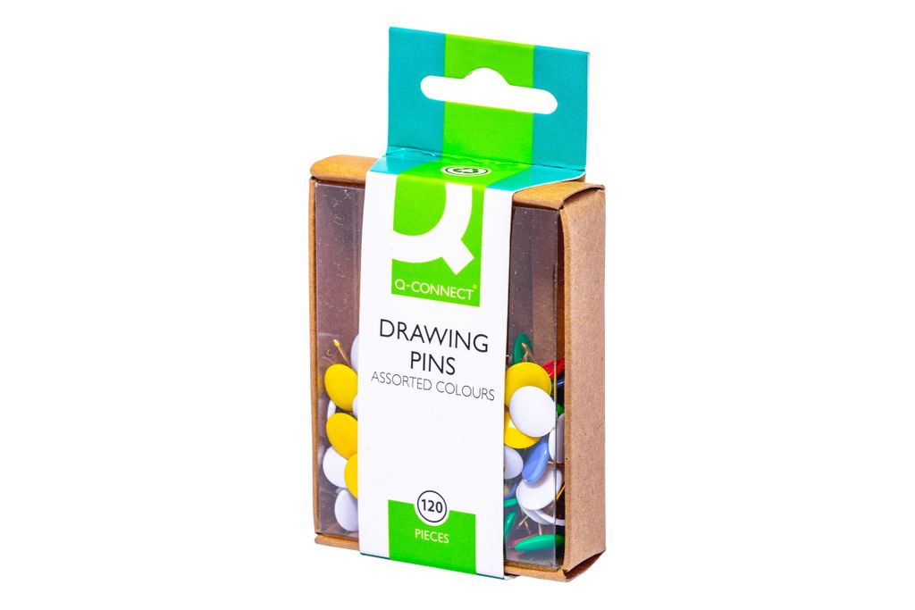 Q-CONNECT - Q-CONNECT punaises, geassorteerde kleuren, doosje van 120 stuks