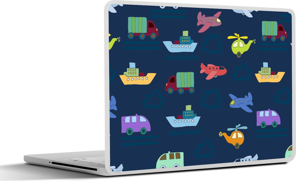 MuchoWow Laptop Aufkleber Sticker Cover Muster - Flugzeug - Boot - Lastwagen - Junge - Kinder - Kinder 36.5x27.5 cm - Laptop-Sticker