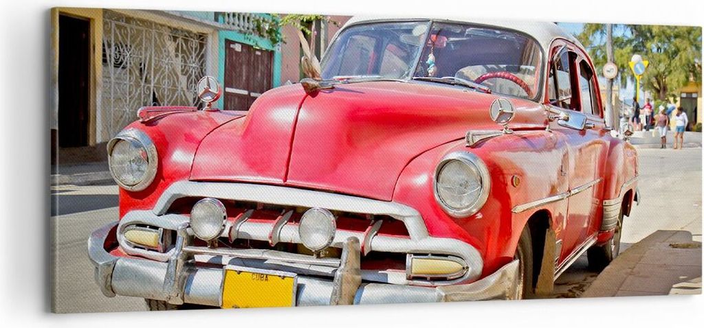 Bild auf Leinwand - Leinwandbild - Chevrolet Auto Havanna - 100x40cm - Wand Bild - Wanddeko - Leinwanddruck - Bilder - Kunstdruck - Wanddekoration ...