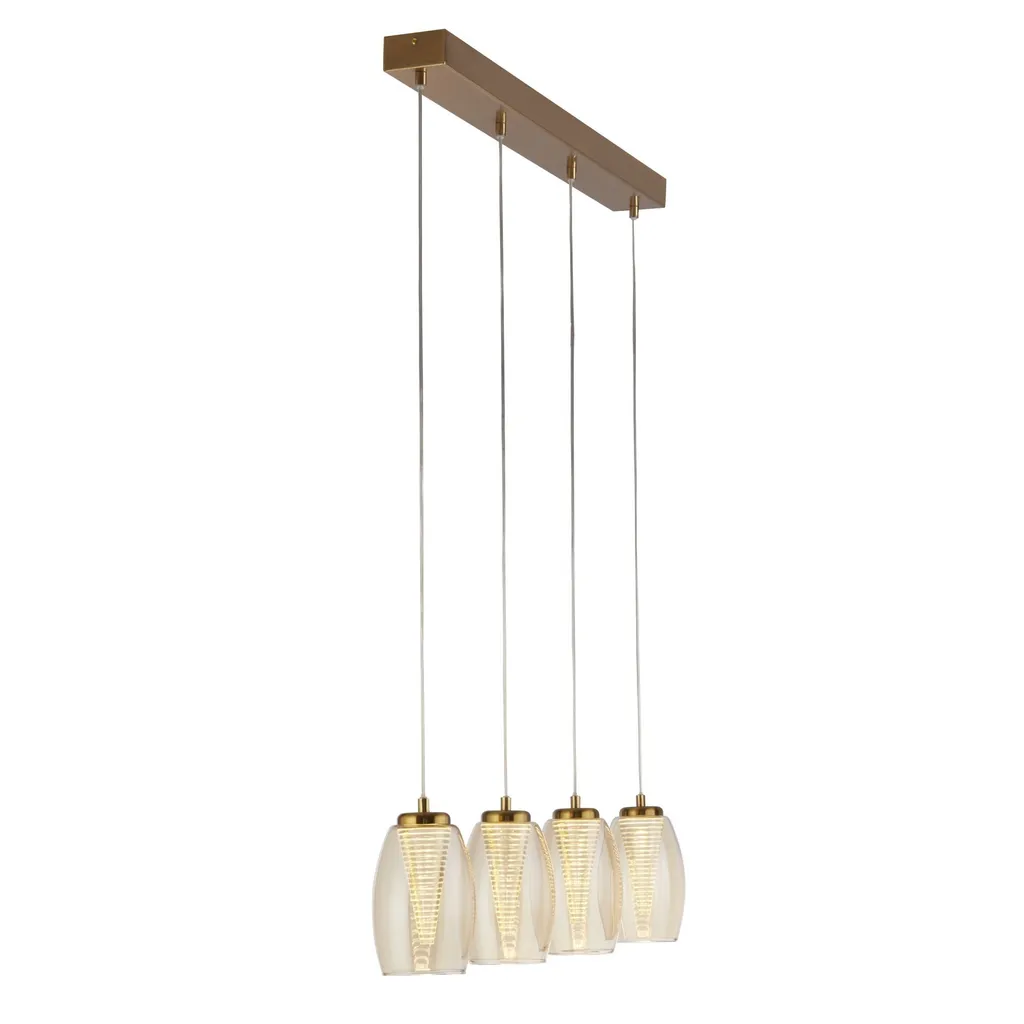 Suspension Design Cyclone pour Table à Manger 4 Lampes Bronze Ambré