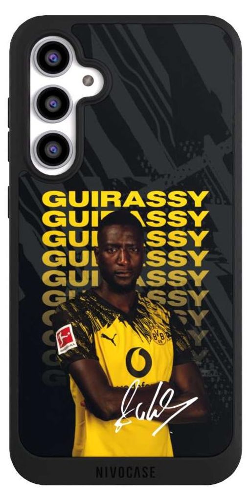 NIVOCASE Handyhülle für Samsung Galaxy S23 FE Hülle NIVOpure Case Schwarz BVB Borussia Dortmund Serhou Guirassy