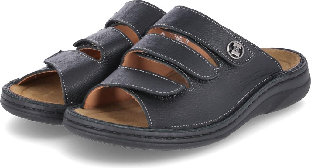 Herren Komfort Pantolette schwarz von HELIX aus Leder von Größe 39 bis 47