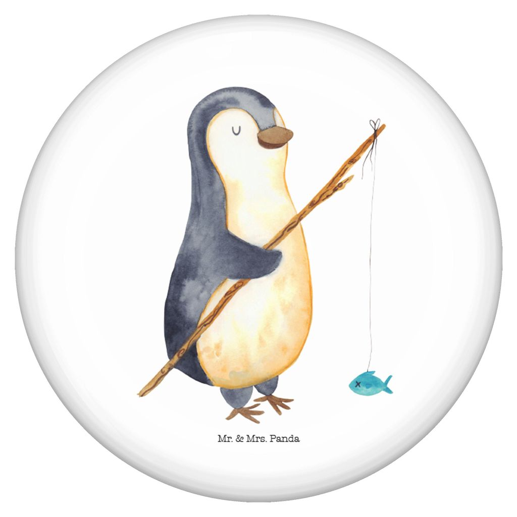 Mr. & Mrs. Panda Button Pinguin Angler - Weiß - Geschenk, Plakette, Angelurlaub, Angel, Urlaub, Fun-Button, Pin, Fischer, Reversnadel, Wochenende,...