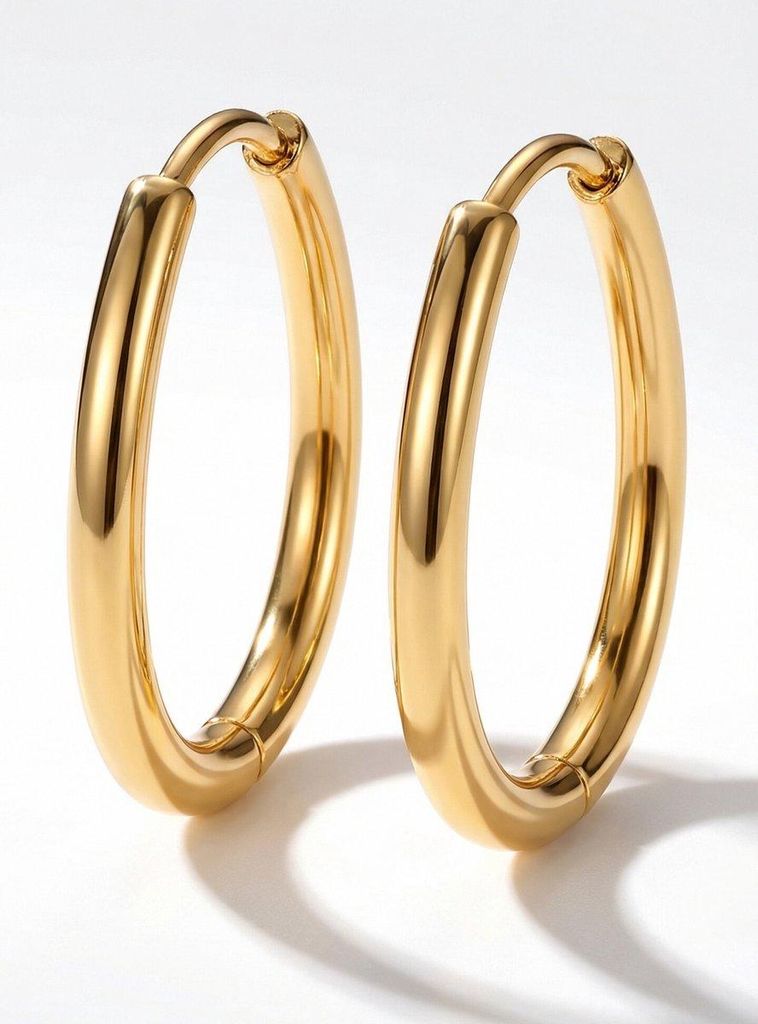 Lundholm Creolen Damen Vergoldet my Laura – Edelstahl 2,5 Micron PVD Gold – Minimalistisch Runde Hoops – Hypoallergen Jewellery