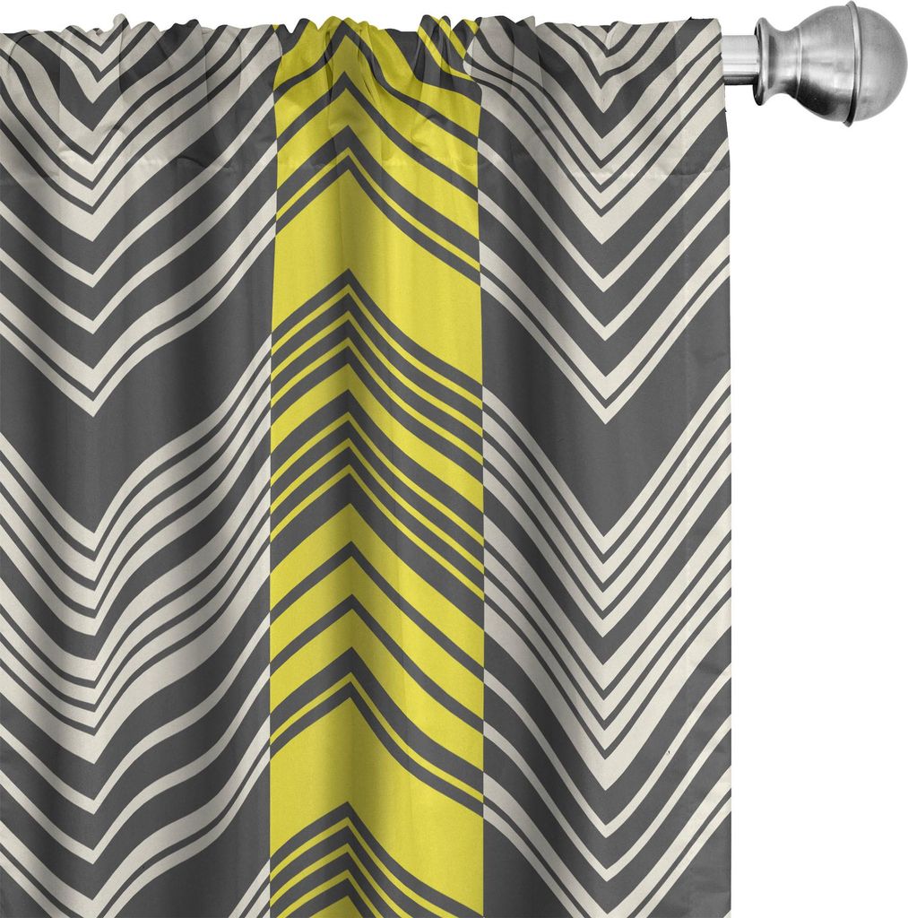 ABAKUHAUS Gelb und Weiß Vorhänge, Gardinen, Fischgrätenmuster mit abgewinkelten Linien geometrische Chevron Zickzacke, 2 Stück 75 x 245 cm, Gel...