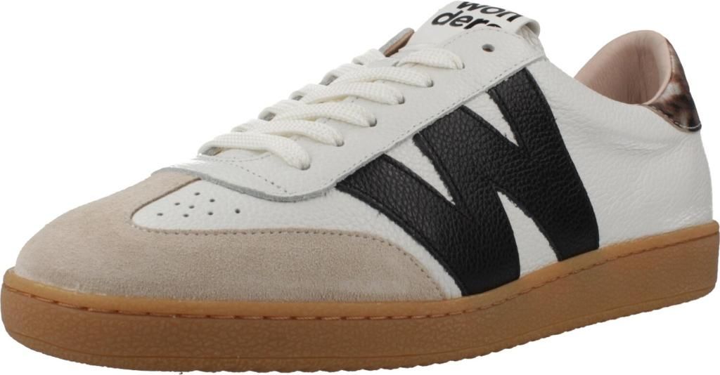 Beige Damen-Sneaker AP2001 aus Echtleder und Mesh, 2,5 cm Sohlenhöhe, im urbanen Retro-Runner-Stil