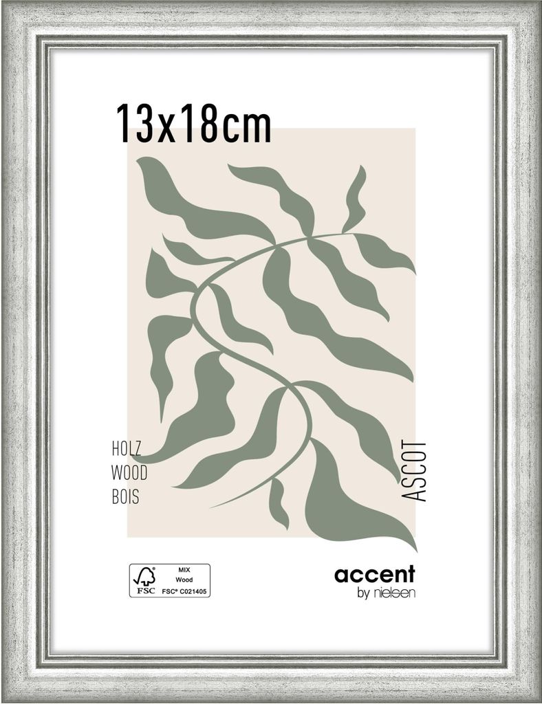 accent by nielsen Holz Bilderrahmen Ascot, 13x18 cm, Silber