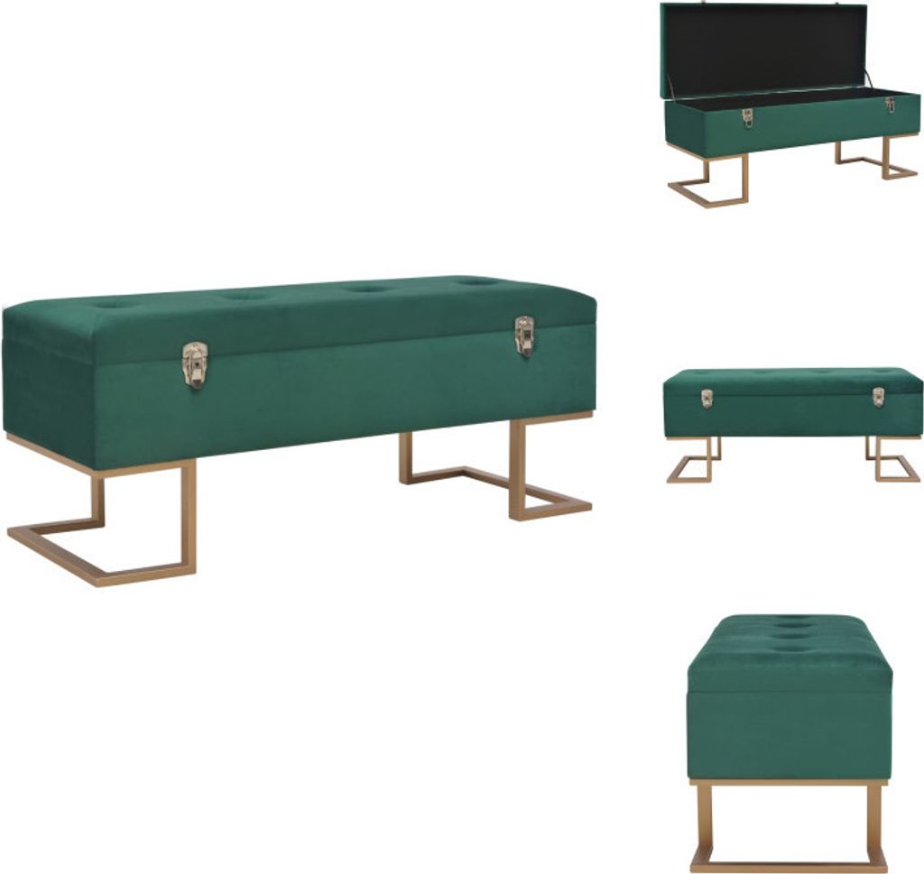 vidaXL Bank mit Staufach 105 cm Grün Samt - Truhen- & Flurbänke