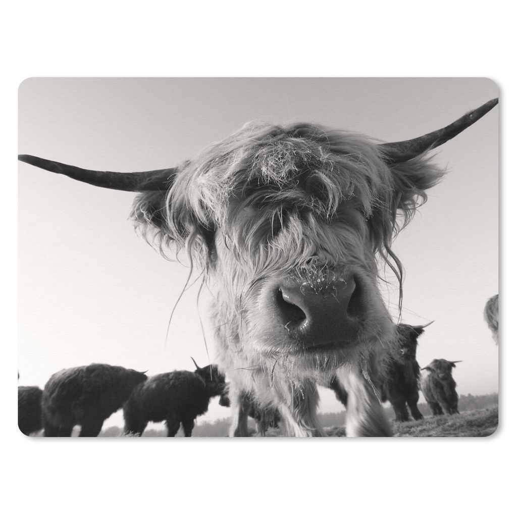 MuchoWow Mauspad Mousepad Schottischer Highlander - Schwarz - Weiß - Tiere 40x30 cm - Mousepads - Maus Mat - Pad - Mausunterlage - Anti Rutsch