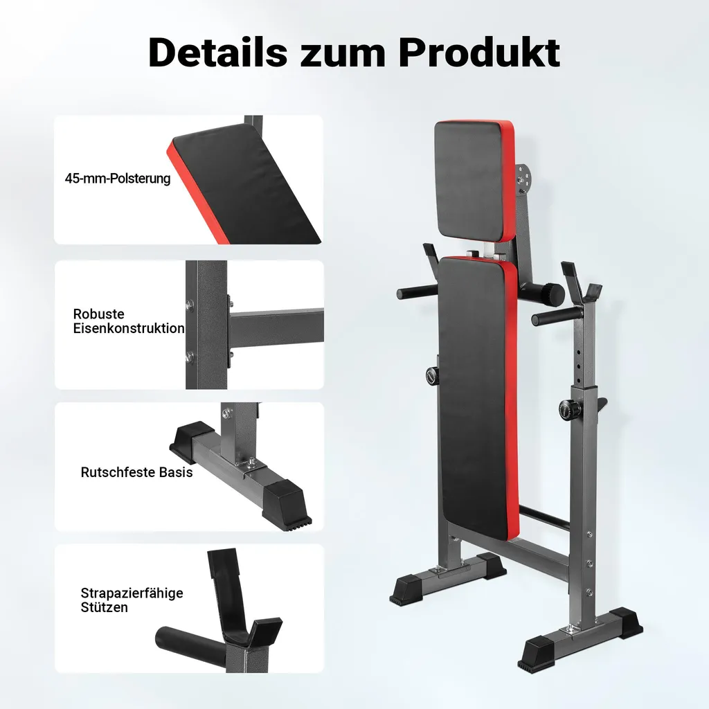 Banc de musculation robuste 230kg pliable avec support haltères 2en1