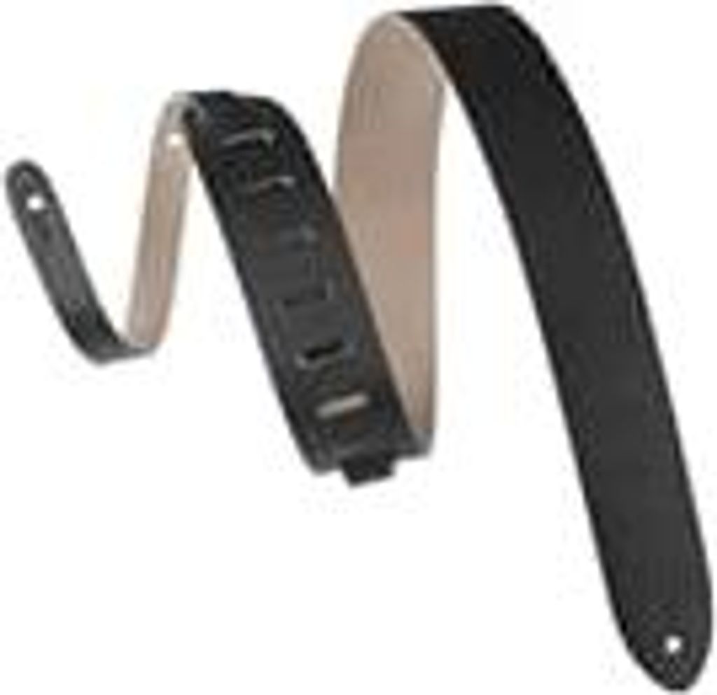 M12-BLK 2" Chrome-tan Leather Guitar Strap Black