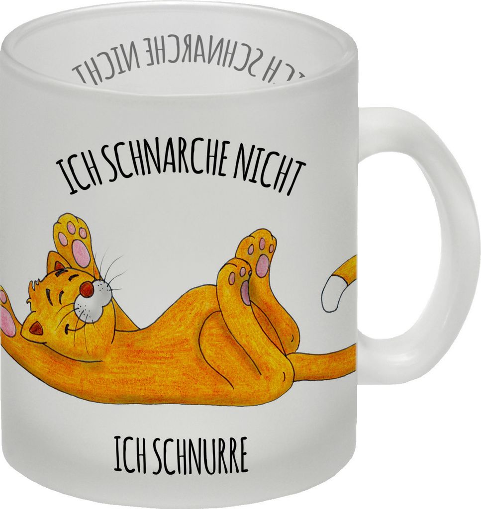 Ich schnarche nicht, ich schnurre. Glas Tasse mit Katze Motiv