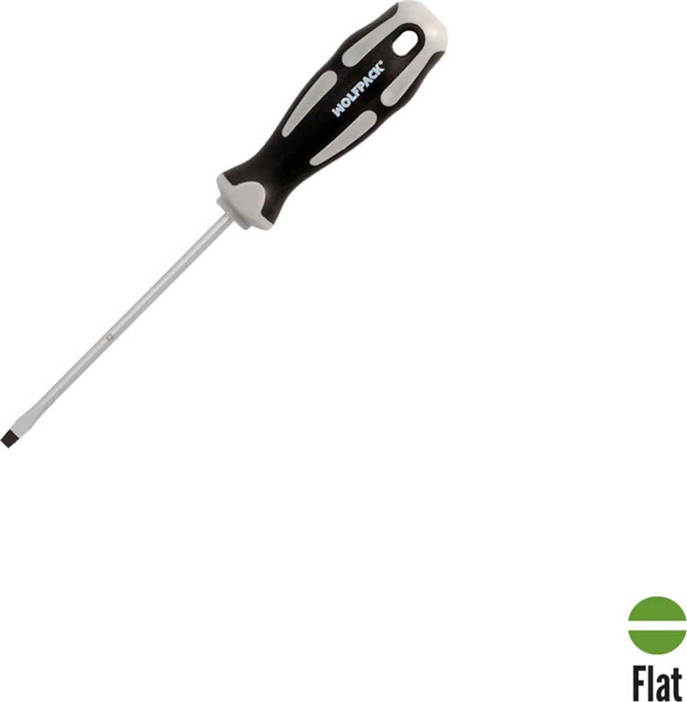 WOLFPACK LINEA PROFESIONAL Schraubendreher mit flacher Klinge aus geprägtem Stahl S2 TPR Bimaterial Griff. 0.8 Ø 4.0 x 100 mm