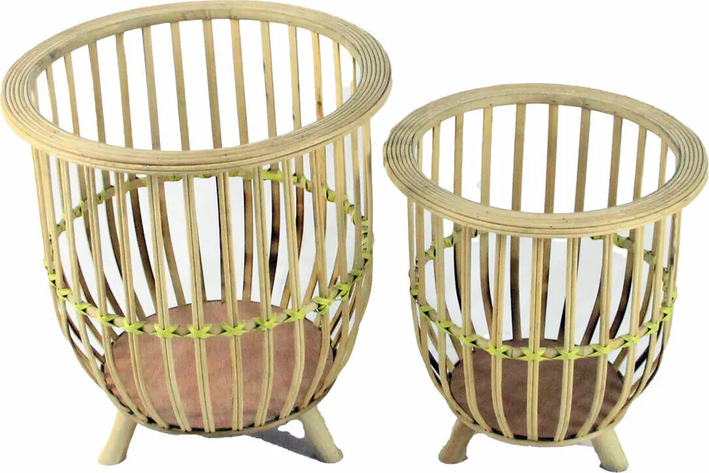 Set de Pots à plantes DKD Home Decor 35 x 35 x 37 cm en bambou naturel