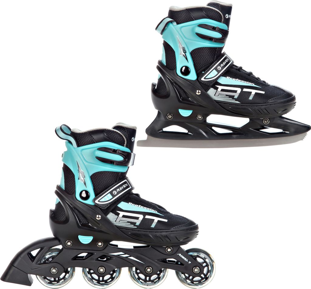 2in1 Raven Inline Skates Profession Black/Mint 38-42 verstellbar