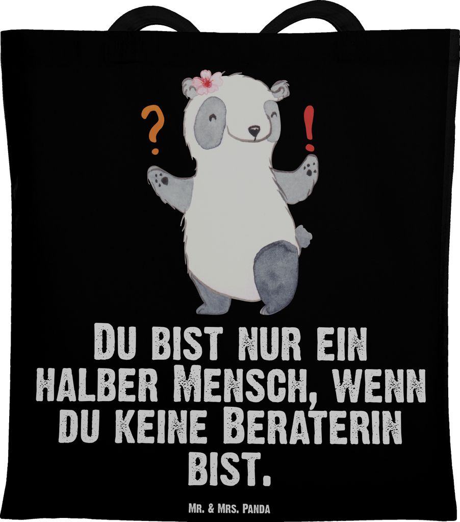 Mr. & Mrs. Panda Tote Bag Beraterin Herz - Schwarz - Geschenk, Jutebeutel, Spruch, Tasche, IT Beratung, Eröffnung, Beruf, Beutel, dokumententasche...