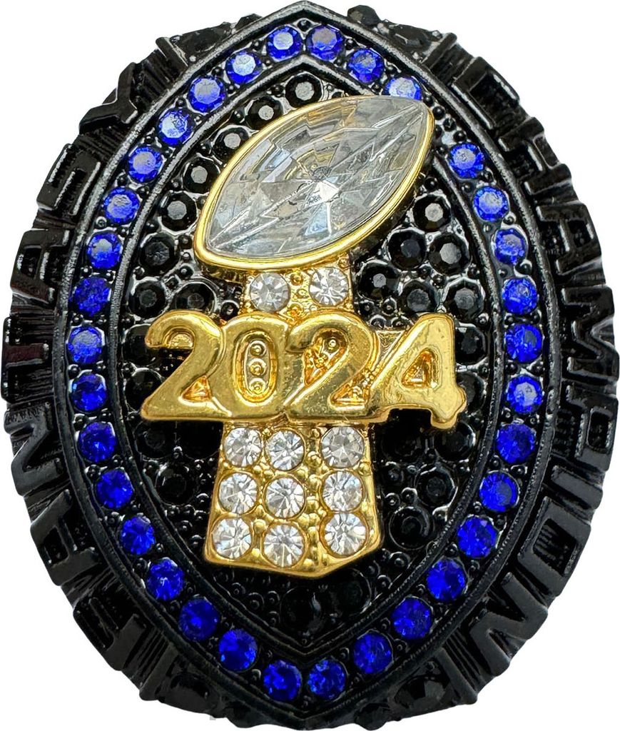 2024 Fantasy Football Championship Ring Championship Trophy Ring Award Medaille mit Holzbox für Football League Champion