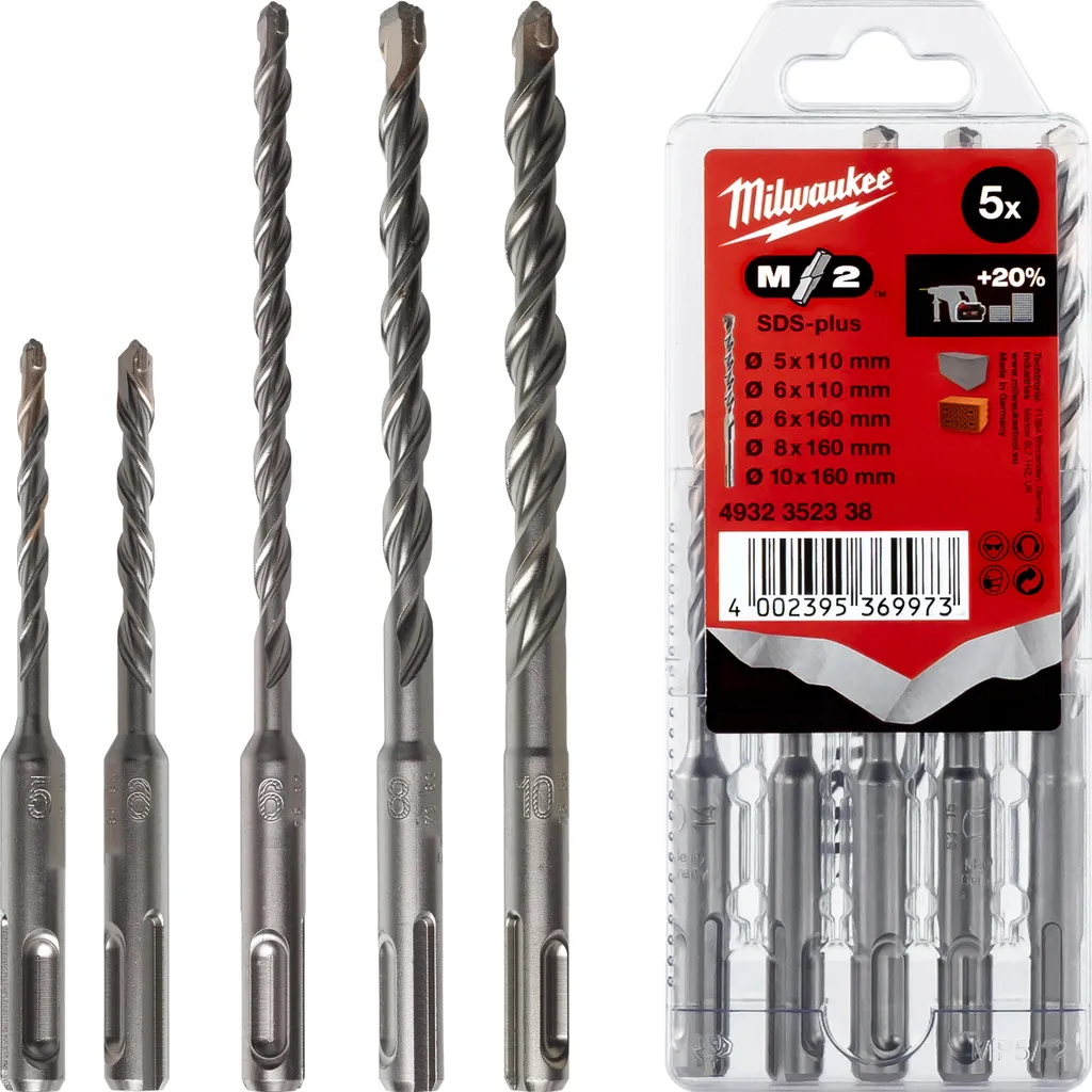 Jeu de forets SDS Plus M2 - Pack de 5 coffrets de perçage haute résistance